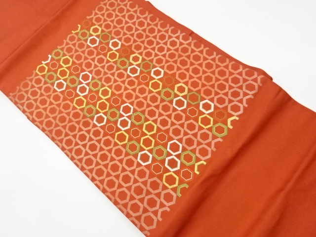 リサイクル　亀甲模様織出し名古屋帯